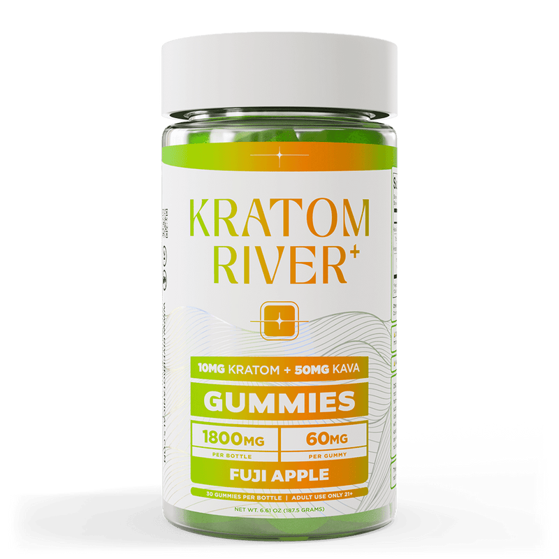 Kratom River Kratom + Kava Gummies Fuji Apple 10mg kratom + 50mg kava 30 count