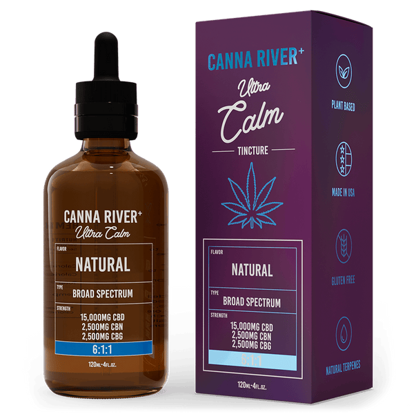 CBD Ultra Calm Tincture Tincture Canna River Broad Spectrum (THC Free) Natural 15000mg CBD + 2500mg CBN + 2500mg CBG / 120mL