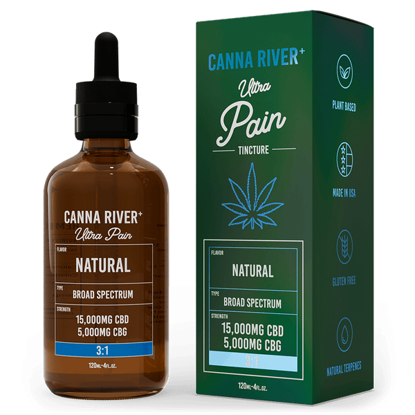 CBD Ultra Pain Tincture Tincture Canna River Broad Spectrum (THC Free) Natural 15000mg CBD + 5000mg CBG / 120mL