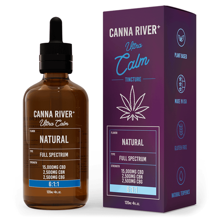 CBD Ultra Calm Tincture Tincture Canna River Full Spectrum (Contains THC) Natural 15000mg CBD + 2500mg CBN + 2500mg CBG / 120mL