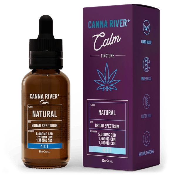 CBD Calm Tincture Tincture Canna River Broad Spectrum (THC Free) Natural 5000mg CBD + 1250mg CBN + 1250mg CBG / 60mL