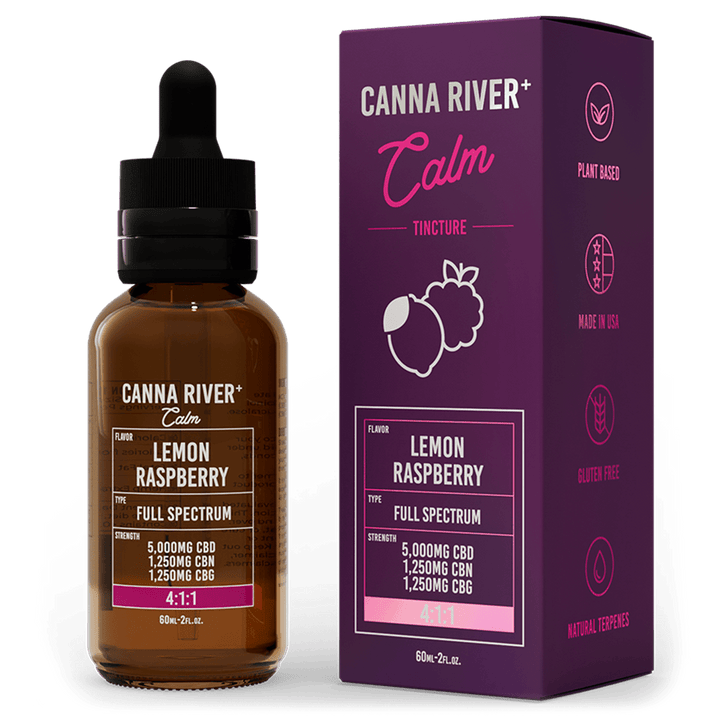CBD Calm Tincture Tincture Canna River Full Spectrum (Contains THC) Lemon Raspberry 5000mg CBD + 1250mg CBN + 1250mg CBG / 60mL