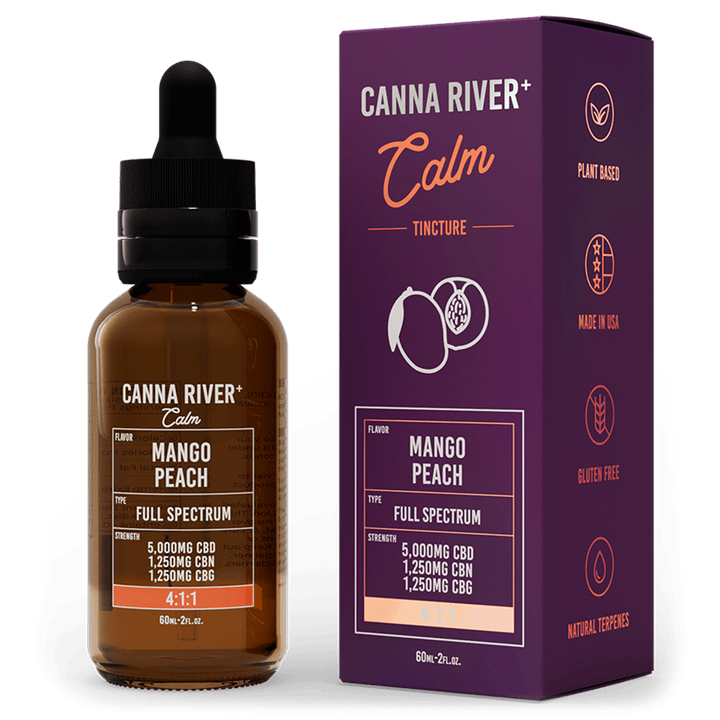 CBD Calm Tincture Tincture Canna River Full Spectrum (Contains THC) Mango Peach 5000mg CBD + 1250mg CBN + 1250mg CBG / 60mL