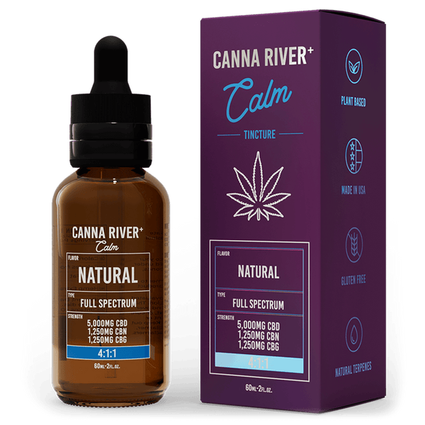 CBD Calm Tincture Tincture Canna River Full Spectrum (Contains THC) Natural 5000mg CBD + 1250mg CBN + 1250mg CBG / 60mL