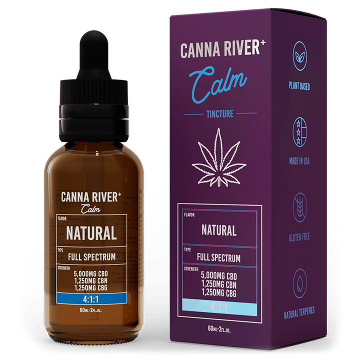 CBD Calm Tincture Tincture Canna River Full Spectrum (Contains THC) Natural 5000mg CBD + 1250mg CBN + 1250mg CBG / 60mL