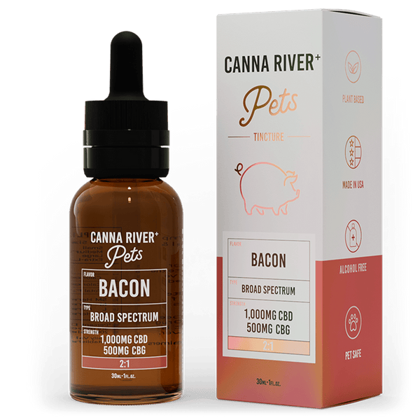 CBD Pet Tincture Pet Canna River Broad Spectrum (THC Free) Bacon 1000mg CBD + 500mg CBG / 30mL