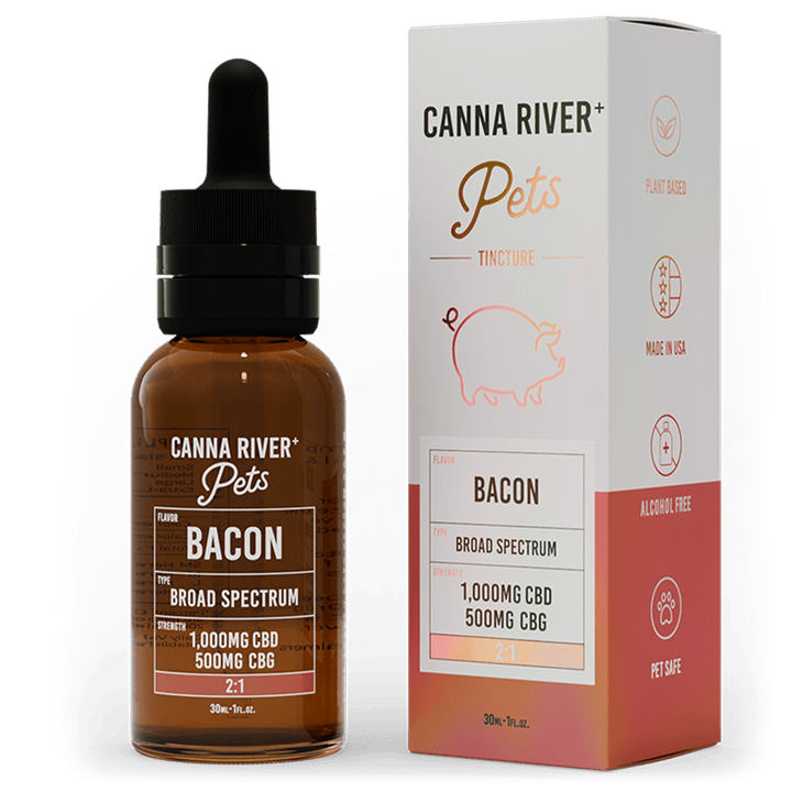 CBD Pet Tincture Pet Canna River Broad Spectrum (THC Free) Bacon 1000mg CBD + 500mg CBG / 30mL