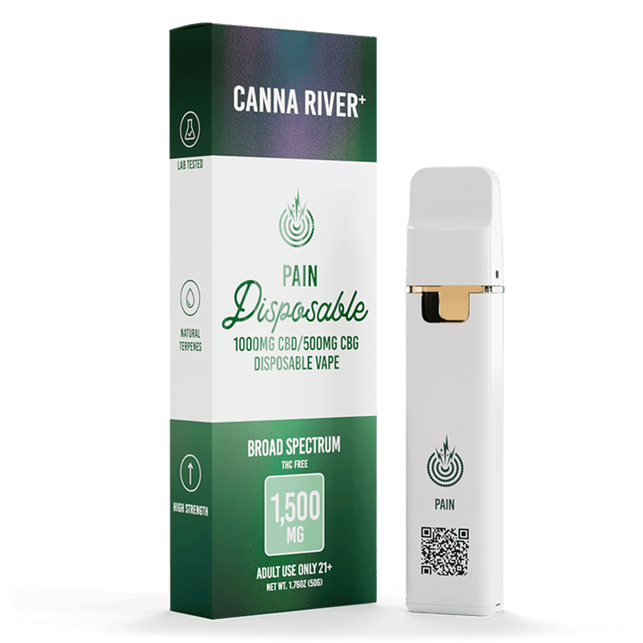 CBD Pain Disposable Vape Canna River Broad Spectrum (THC Free) 2 Gram / 1 Unit 