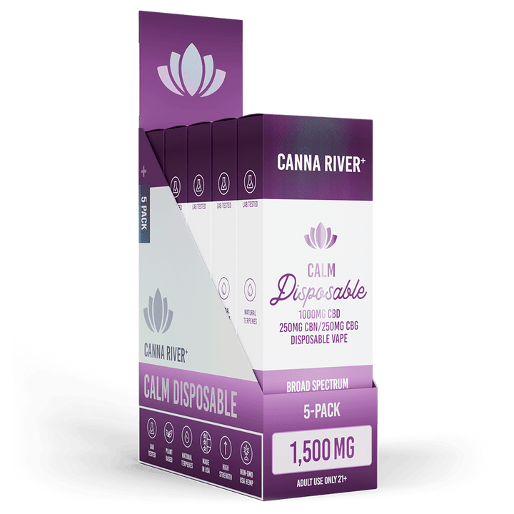 CBD Calm Disposable Vape Canna River Broad Spectrum (THC Free) 2 Gram / 5 Units 
