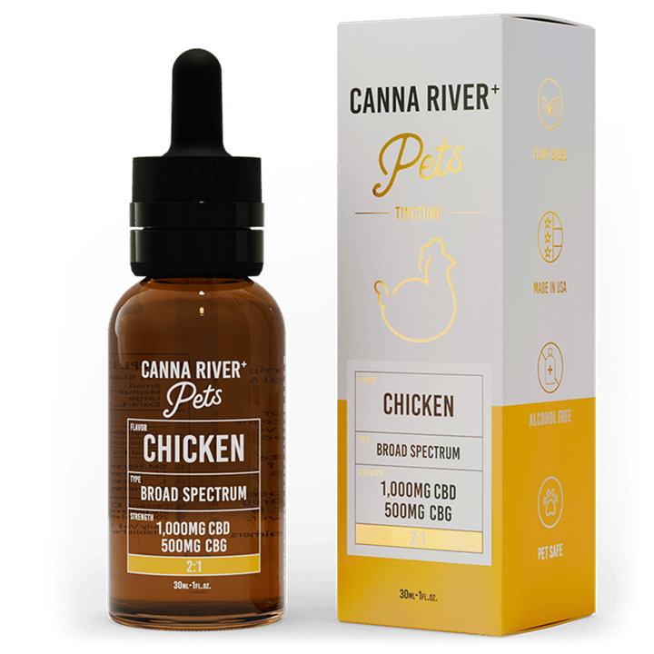CBD Pet Tincture Pet Canna River Broad Spectrum (THC Free) Chicken 1000mg CBD + 500mg CBG / 30mL