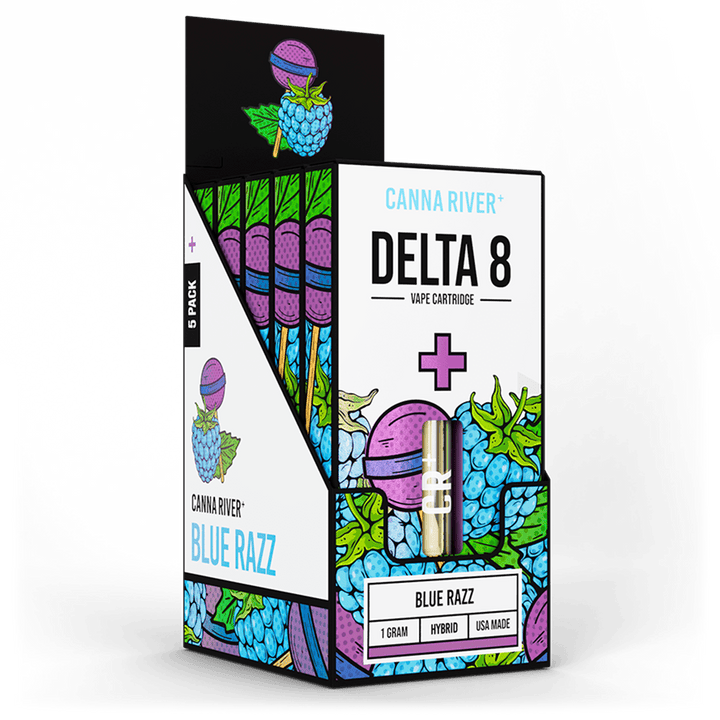 D8 Cartridge Vape Canna River Delta 8 THC Blue Razz 1 Gram / 5 Units