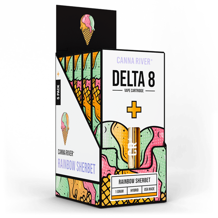D8 Cartridge Vape Canna River Delta 8 THC Rainbow Sherbet 1 Gram / 5 Units
