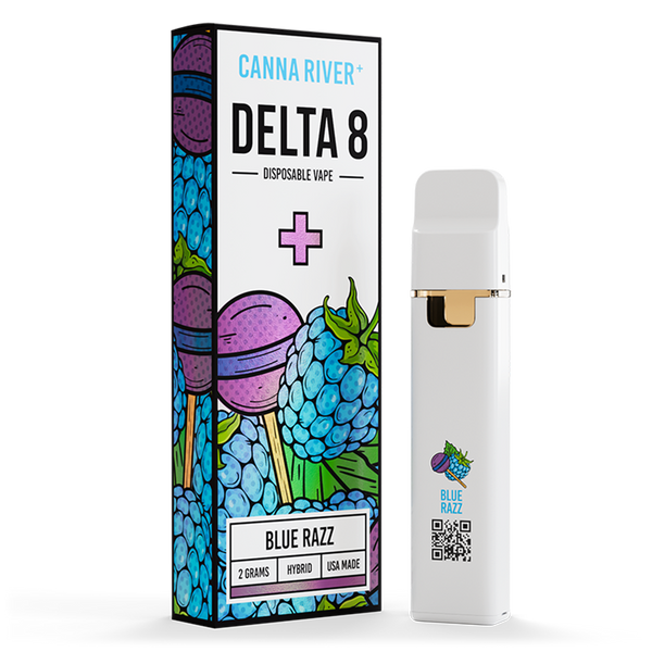 D8 Disposable Vape Canna River Delta 8 THC Blue Razz 2 Grams / 1 Unit