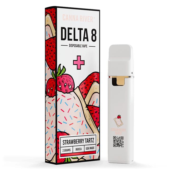 D8 Disposable Vape Canna River Delta 8 THC Strawberry Tartz 2 Grams / 1 Unit