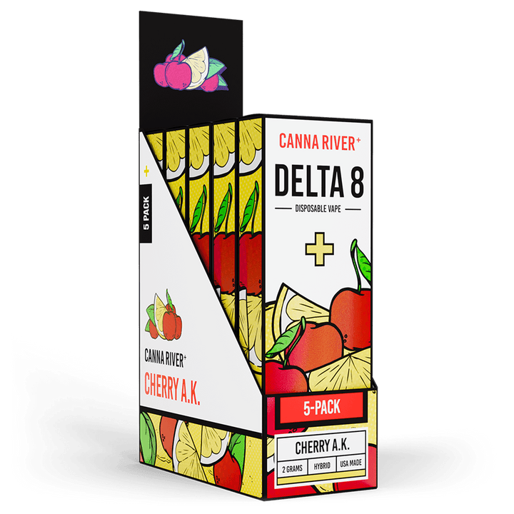 D8 Disposable Vape Canna River Delta 8 THC Cherry AK 2 Gram / 5 Units