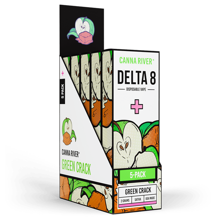 D8 Disposable Vape Canna River Delta 8 THC Green Crack 2 Gram / 5 Units