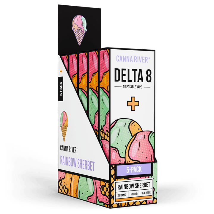 D8 Disposable Vape Canna River Delta 8 THC Rainbow Sherbet 2 Gram / 5 Units