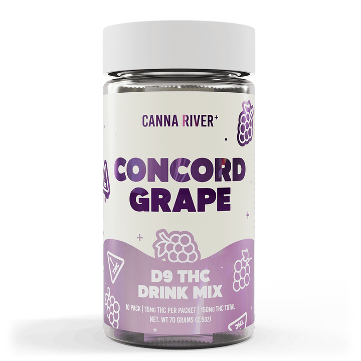 D9 Drink Mix Beverage Canna River Full Spectrum (Contains THC) Concord Grape 15mg D9 THC / 10 Packets