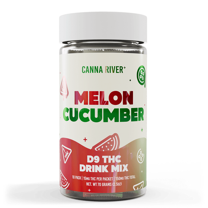 D9 Drink Mix Beverage Canna River Full Spectrum (Contains THC) Melon Cucumber 15mg D9 THC / 10 Packets