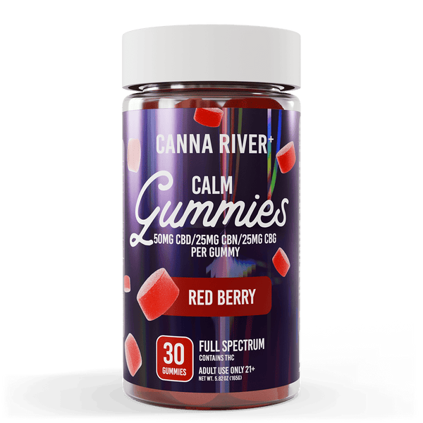 CBD Calm Gummies Gummy Canna River Full Spectrum (Contains THC) Red Berry 50mg CBD + 25mg CBN + 25mg CBG per Gummy / 30 Gummies