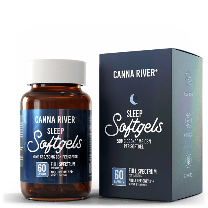 CBD Sleep Softgels Softgel Canna River Full Spectrum (Contains THC) 50mg CBD + 50mg CBN / 60 Softgels 0.5mL