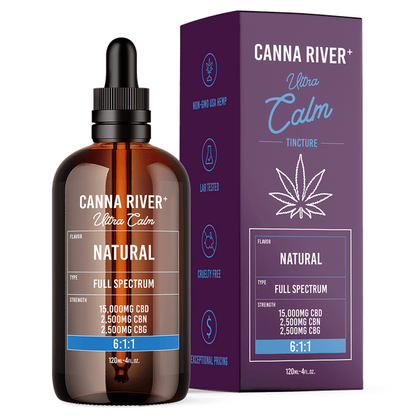 CBD Ultra Calm Tincture Tincture Canna River Full Spectrum (Contains THC) Natural 15000mg CBD + 2500mg CBN + 2500mg CBG / 120mL