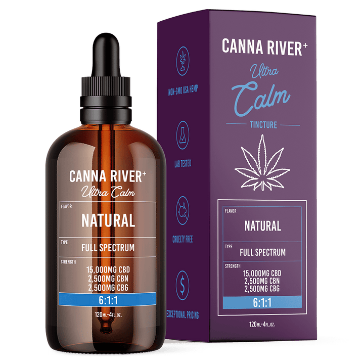 CBD Ultra Calm Tincture Tincture Canna River Full Spectrum (Contains THC) Natural 15000mg CBD + 2500mg CBN + 2500mg CBG / 120mL