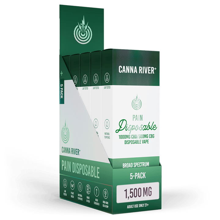 CBD Pain Disposable Vape Canna River Broad Spectrum (THC Free) 2 Gram / 5 Units 