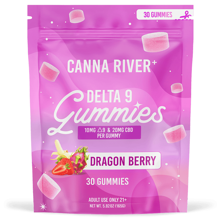 D9 Gummy Gummy Canna River Full Spectrum (Contains THC) Dragon Berry 10mg D9 THC + 20mg CBD / 30 Gummies