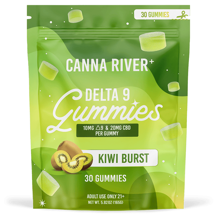 D9 Gummy Gummy Canna River Full Spectrum (Contains THC) Kiwi Burst 10mg D9 THC + 20mg CBD / 30 Gummies