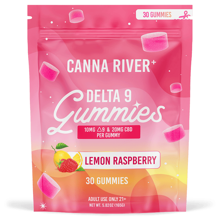 D9 Gummy Gummy Canna River Full Spectrum (Contains THC) Lemon Raspberry 10mg D9 THC + 20mg CBD / 30 Gummies